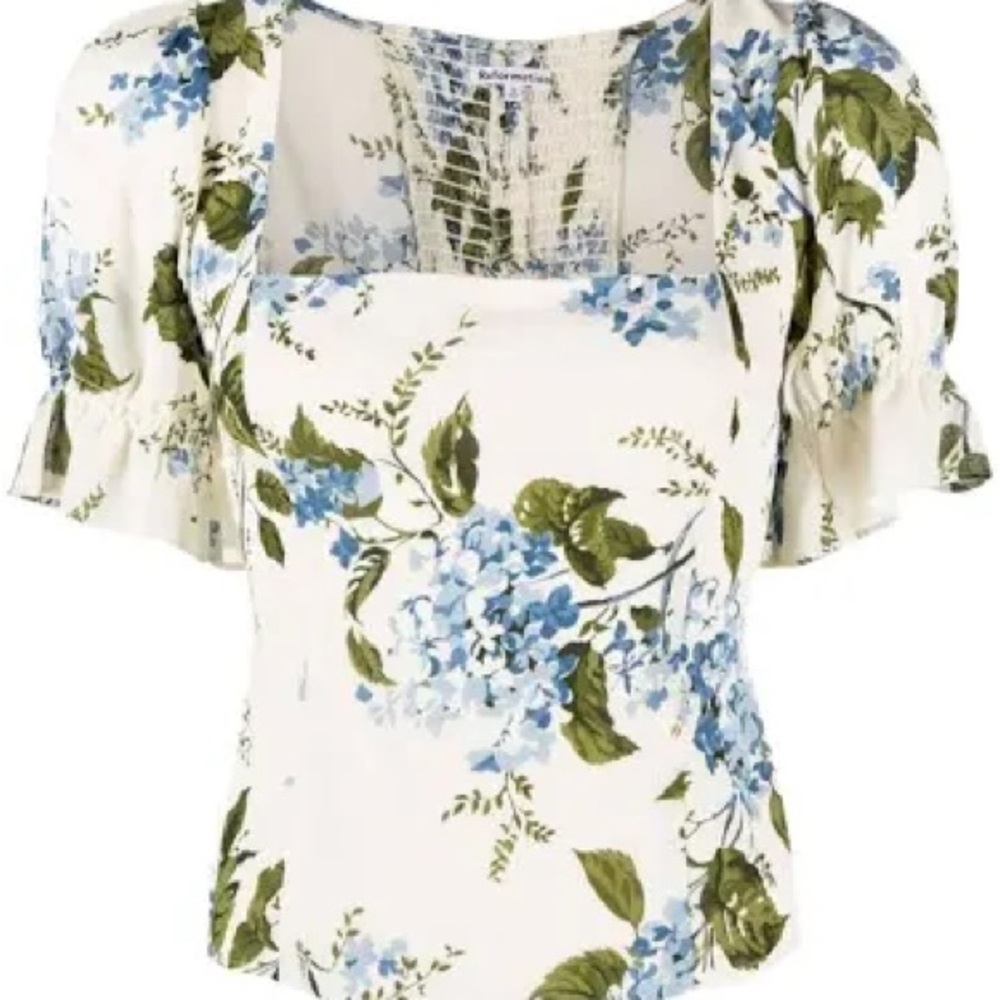 Reformation Constance Floral Print Puff Sleeve Top